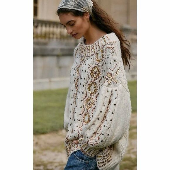 Free People Gilded Cable Embellished Sweater - Picture 8 of 8